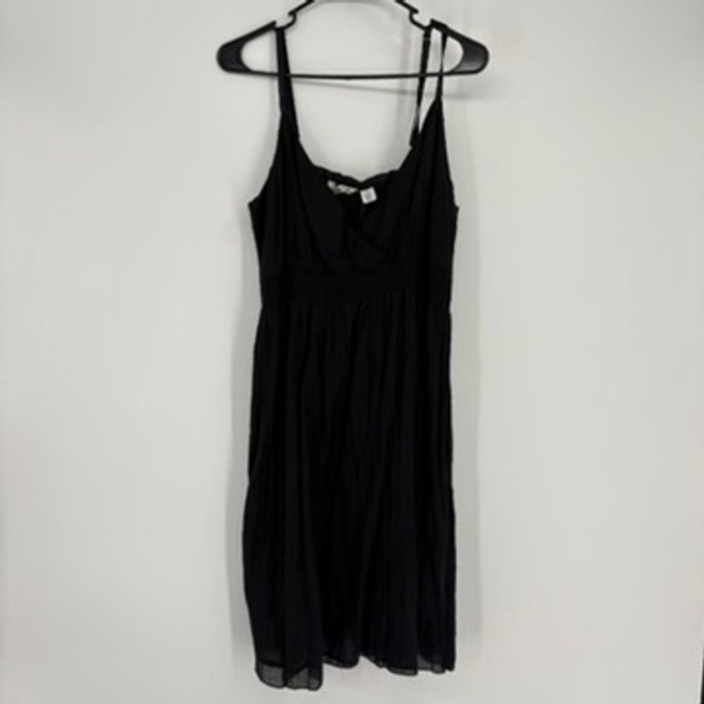 NWT Derek Heart Plus Dress Women 2X Black Cotton Smocked Empire Waist Gauze Midi